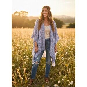 J.Jill Kimono Jacket S-L  Boho Floral Paisley Open Front